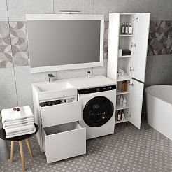 Style Line Мебель для ванной Даллас 115 Люкс L, белая PLUS	 – фотография-4